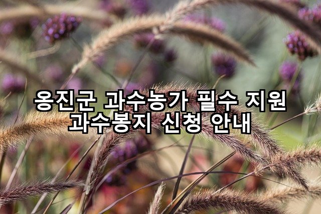 옹진군 과수농가 필수 지원 과수봉지 신청 안내